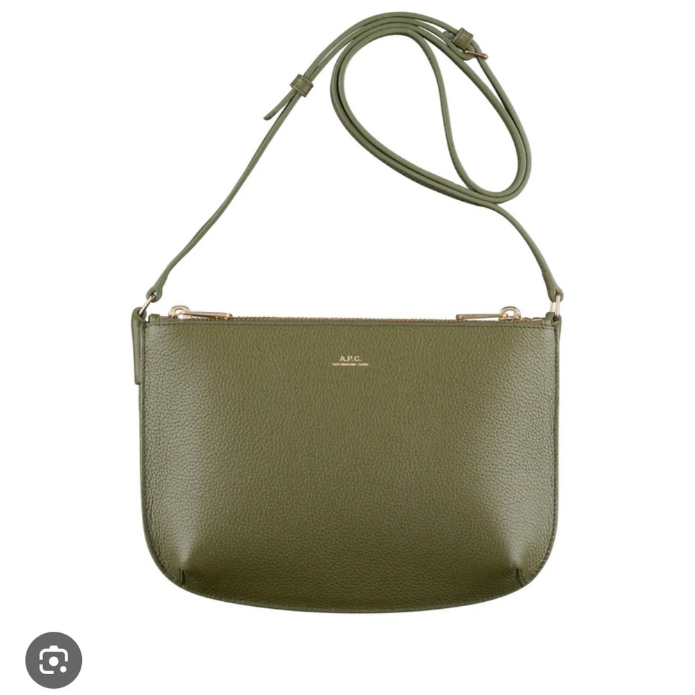 A.P.C. Green Leather Crossbody Bag with Minimalist Design